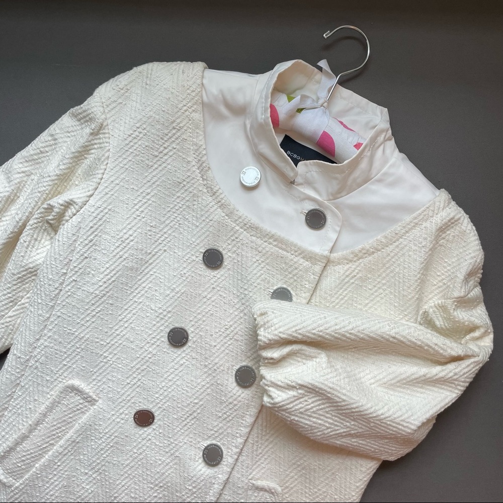 BCBGMaxAzria Double-Breasted Coat Dress Off-White  Size M